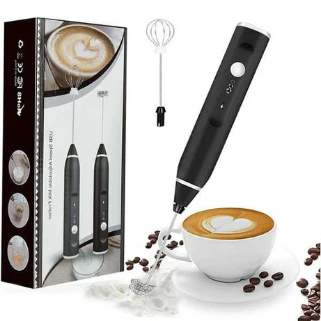 2 in 1 Rechargeable Electric Coffee Mixer Egg Beater Quick Frothing Action